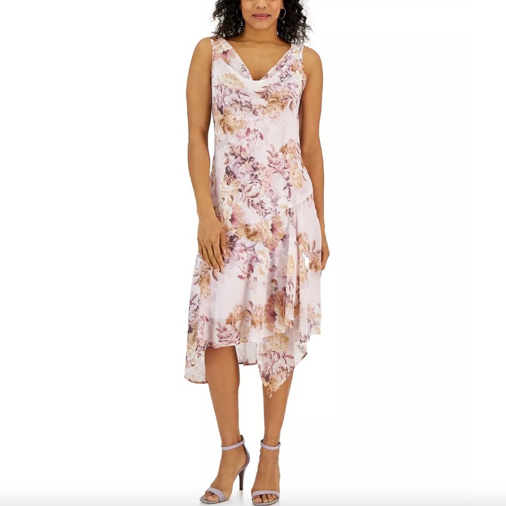 Printed Sleeveless Chiffon Sheath Dress